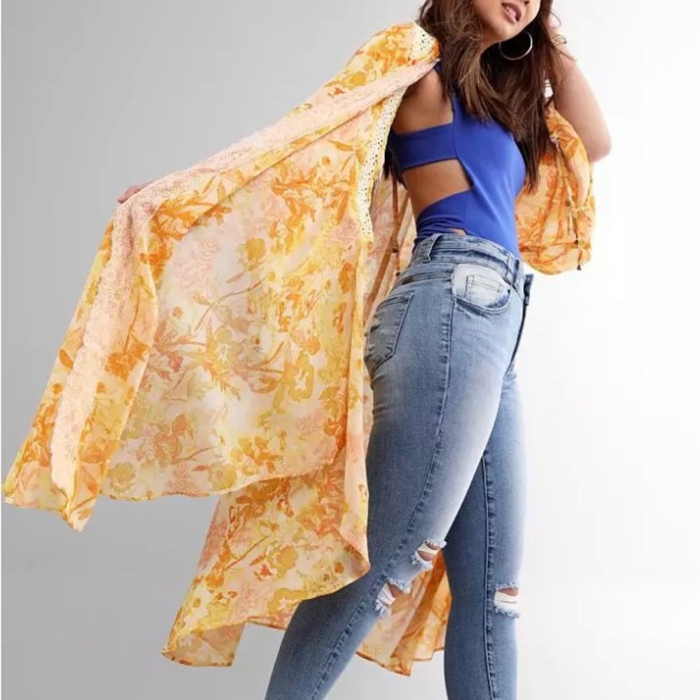 Free People Lost in Love Kimono Honey Combo - Picture 1 of 9